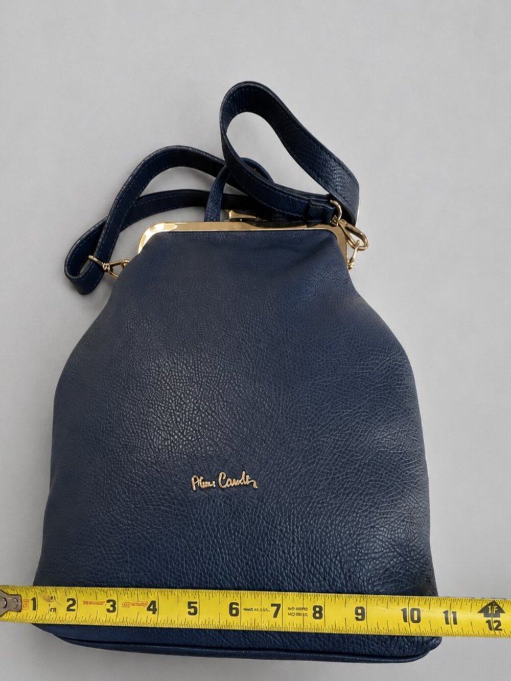 Pierre Cardin Blue Leather Backpack, Shoulder Bag, Silver Hardware - Picture 7 of 11